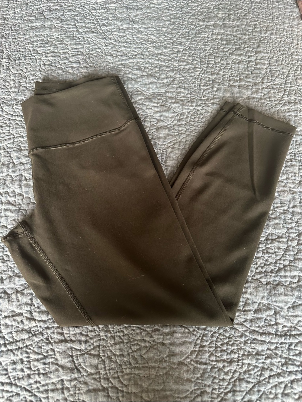 Lululemon Wunder Under Olive Green Tights, Size 10 tight, 25 inch.